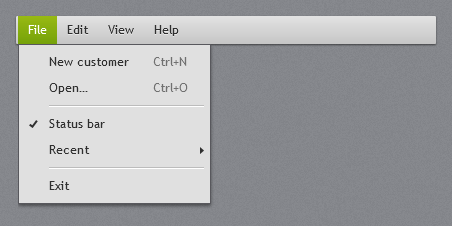 Menu with a drop-down open