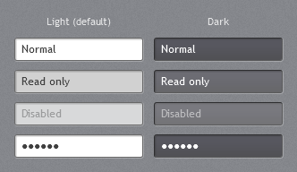 TextBox and PasswordBox, light and dark